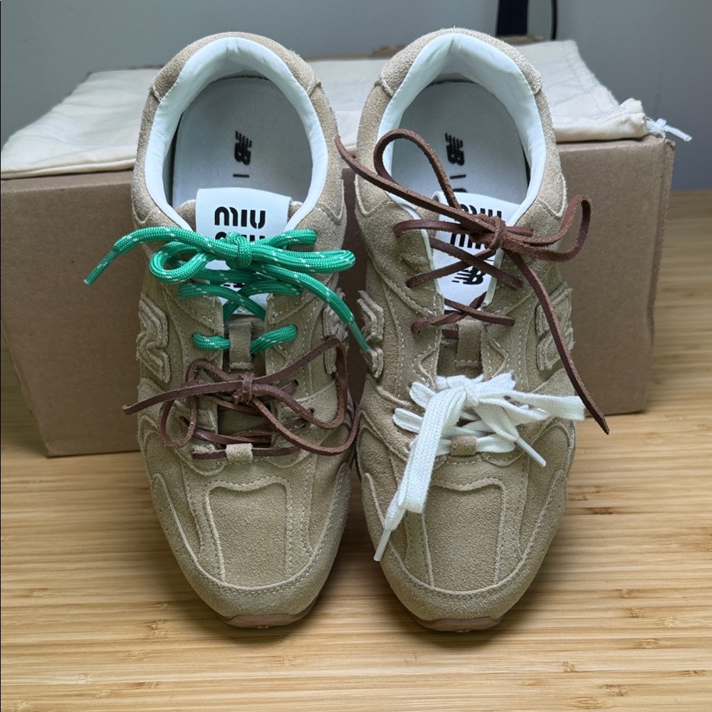 Designer Inspired Beige Suede Women's Retro Sneakers